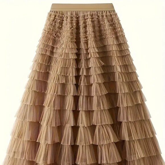 NEW! BOHO Tulle LAYERED MAXI SKIRT SZ L - Picture 4 of 7